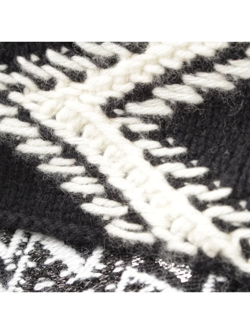 Chanel Wool Cashmere Side Zip Knit Skirt Black White 36